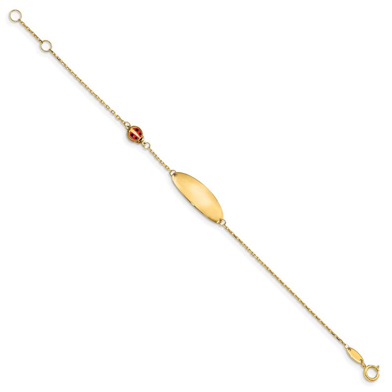 5.5 Inch 14K Children'S Enamel Ladybug W/.5In Ext. Id Bracelet