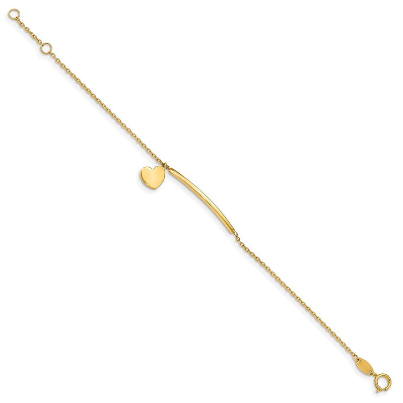 5.5 Inch 14K Children'S Polished Heart Dangle W/.5In Ext. Bracelet