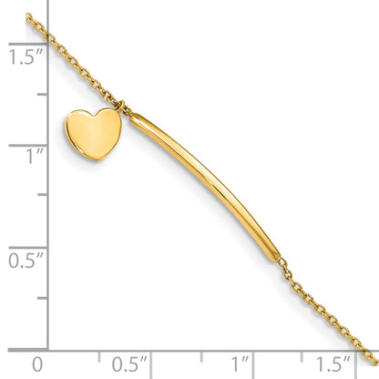 5.5 Inch 14K Children'S Polished Heart Dangle W/.5In Ext. Bracelet