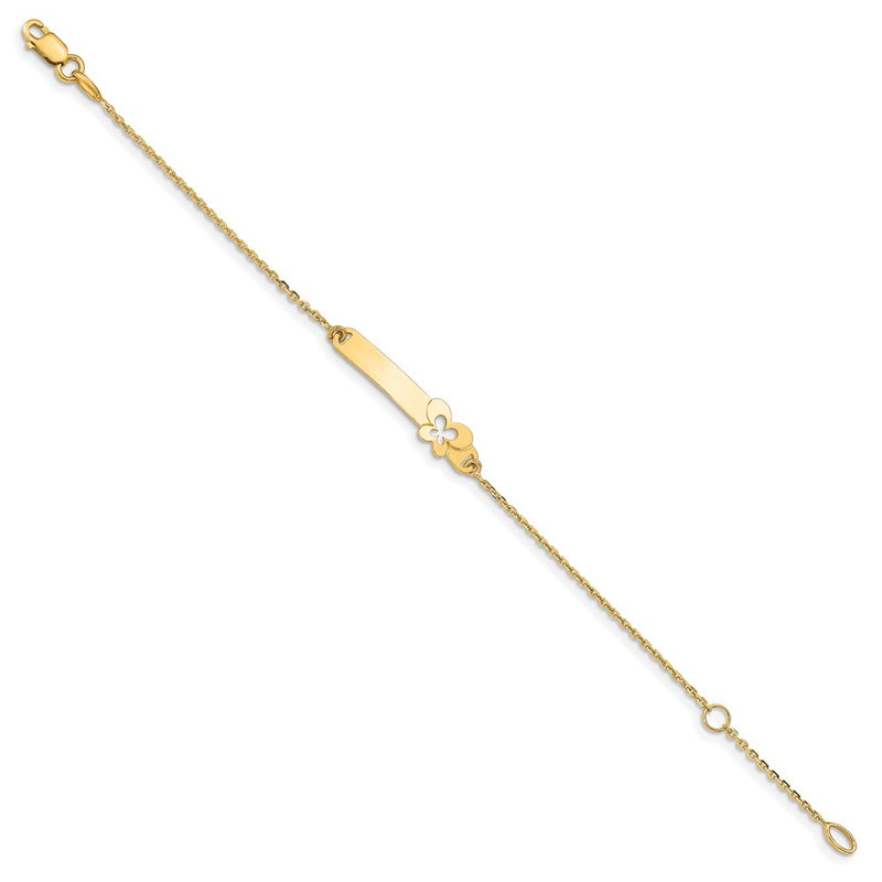 5.5 Inch 14K Children'S Polished Butterfly W/1In Ext. Id Bracelet