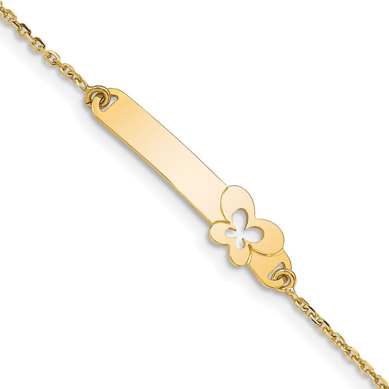 5.5 Inch 14K Children'S Polished Butterfly W/1In Ext. Id Bracelet