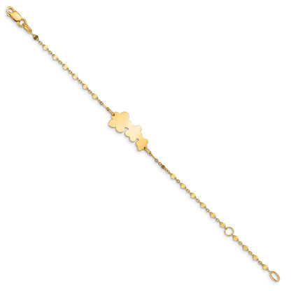 5.5 Inch 14K Children'S Polished Flowers W/1 In Ext. Bracelet