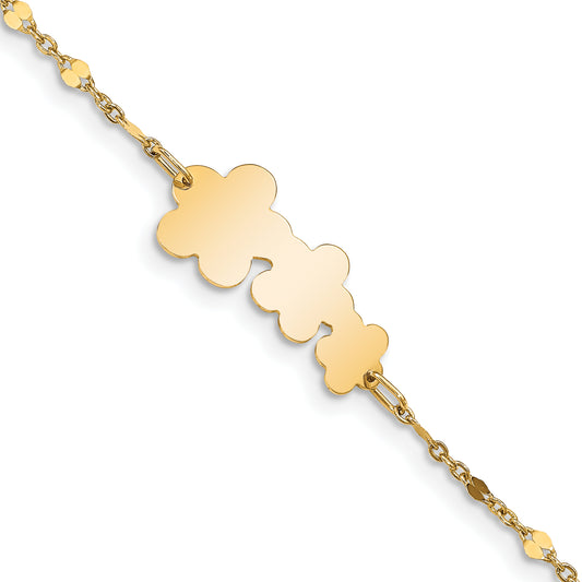 5.5 Inch 14K Children'S Polished Flowers W/1 In Ext. Bracelet