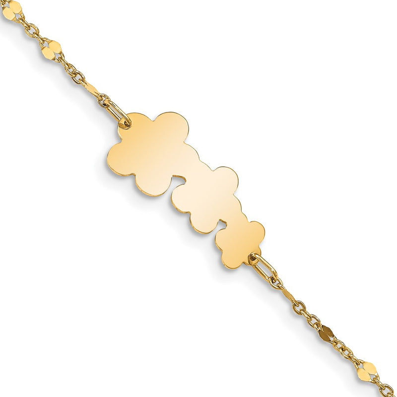 5.5 Inch 14K Children'S Polished Flowers W/1 In Ext. Bracelet