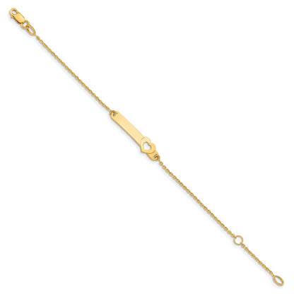 5.5 Inch 14K Children'S Polished Heart W/1In Ext. Id Bracelet