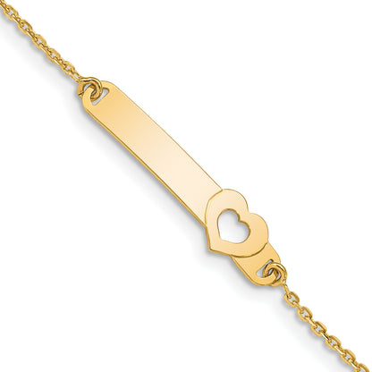 5.5 Inch 14K Children'S Polished Heart W/1In Ext. Id Bracelet