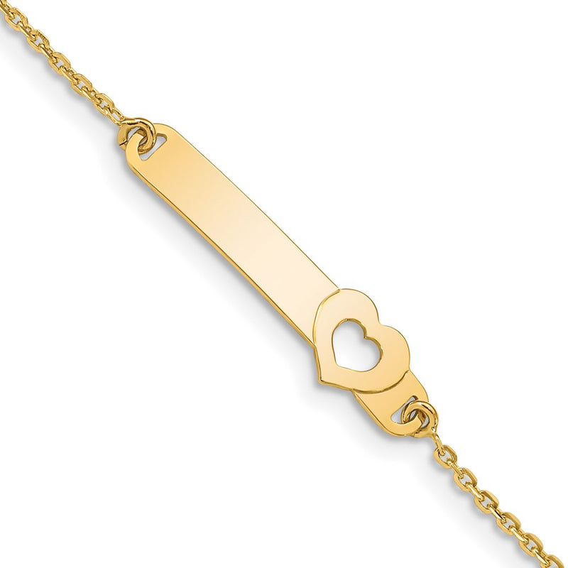 5.5 Inch 14K Children'S Polished Heart W/1In Ext. Id Bracelet