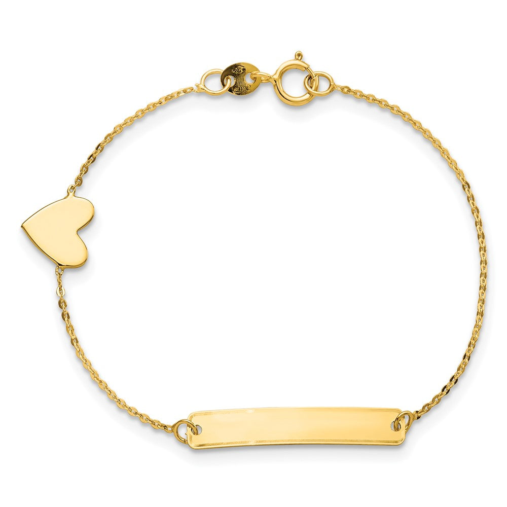 5.5 Inch 14K Polished 5.5In Heart Id Bracelet