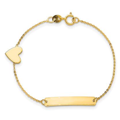 5.5 Inch 14K Polished 5.5In Heart Id Bracelet