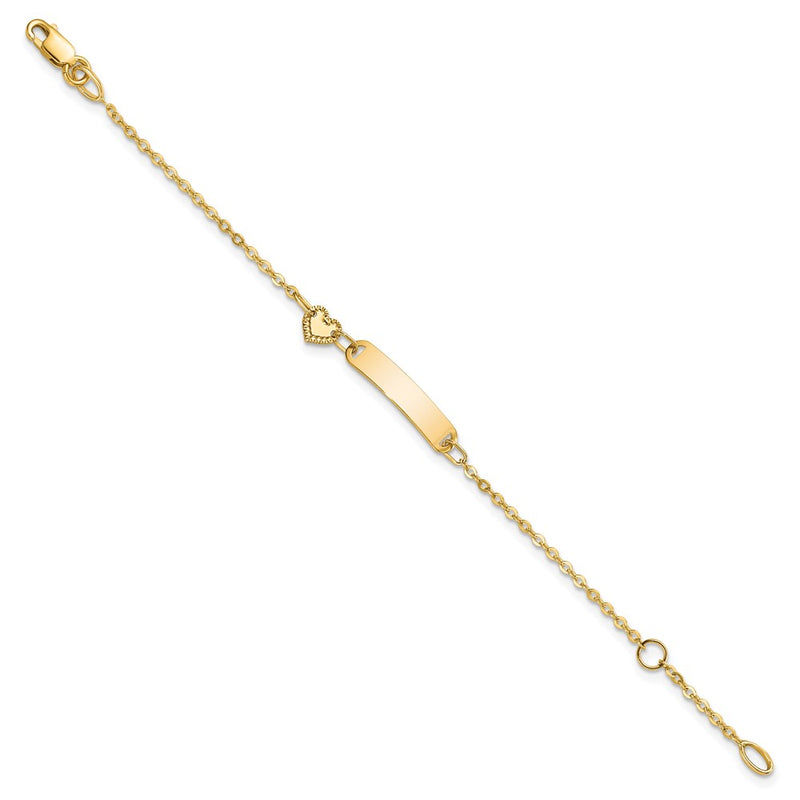 5.5 Inch 14K Polished Id With Heart Childrens Bracelet