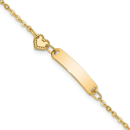 5.5 Inch 14K Polished Id With Heart Childrens Bracelet