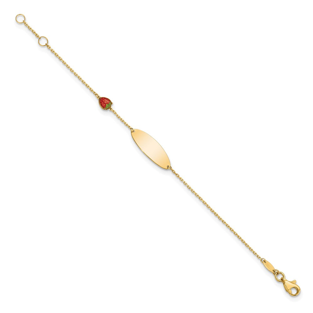 5.5 Inch 14K Enameled Strawberry Baby Id 5.5In W/.5 In Ext Bracelet