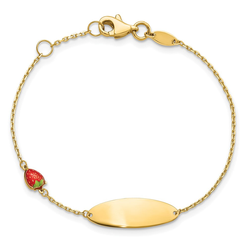 5.5 Inch 14K Enameled Strawberry Baby Id 5.5In W/.5 In Ext Bracelet