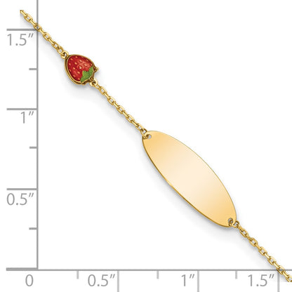 5.5 Inch 14K Enameled Strawberry Baby Id 5.5In W/.5 In Ext Bracelet