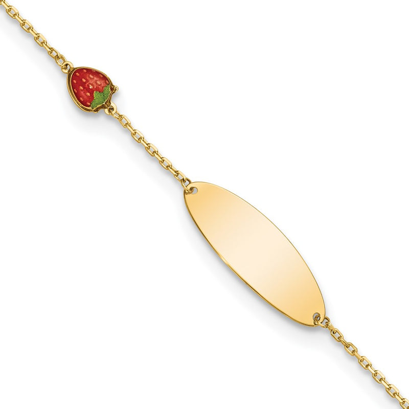5.5 Inch 14K Enameled Strawberry Baby Id 5.5In W/.5 In Ext Bracelet