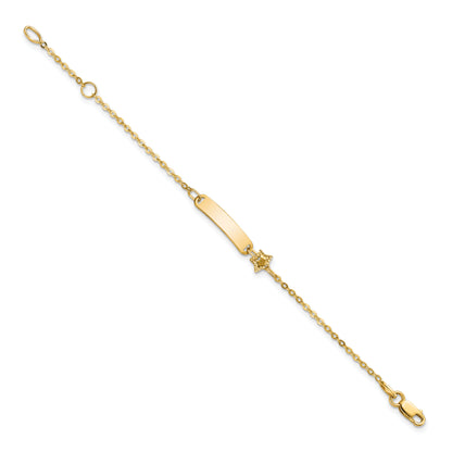 5.5 Inch 14K Polished Id With Star Childrens Bracelet