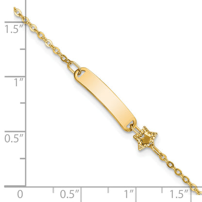 5.5 Inch 14K Polished Id With Star Childrens Bracelet