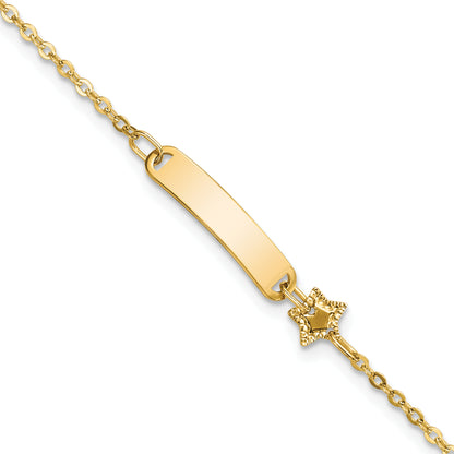 5.5 Inch 14K Polished Id With Star Childrens Bracelet