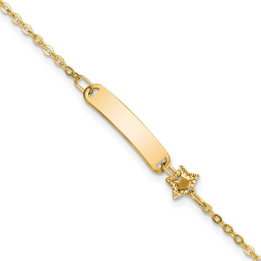 5.5 Inch 14K Polished Id With Star Childrens Bracelet