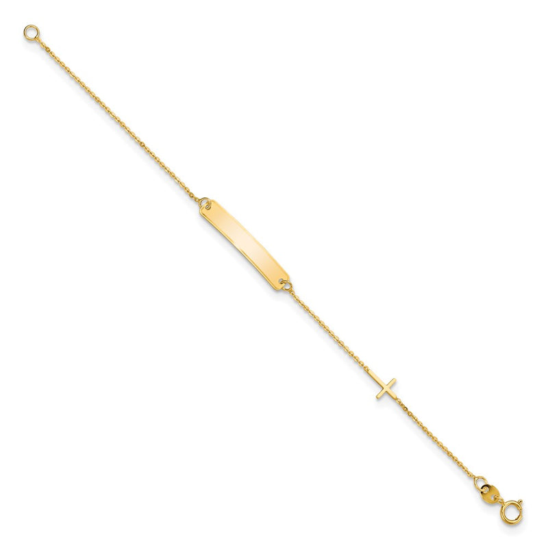 5.5 Inch 14K Polished 5.5In Cross Id Bracelet