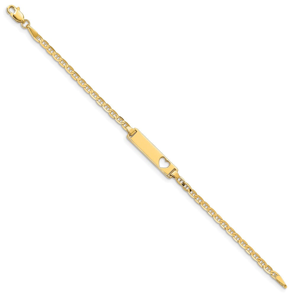 5.5 Inch 14K Cut-Out Heart Anchor Link Id Bracelet