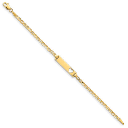 5.5 Inch 14K Cut-Out Heart Anchor Link Id Bracelet
