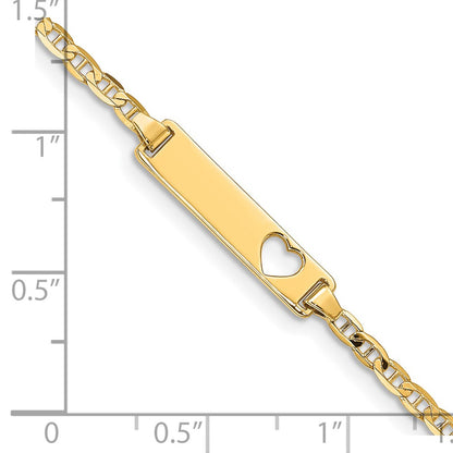 5.5 Inch 14K Cut-Out Heart Anchor Link Id Bracelet