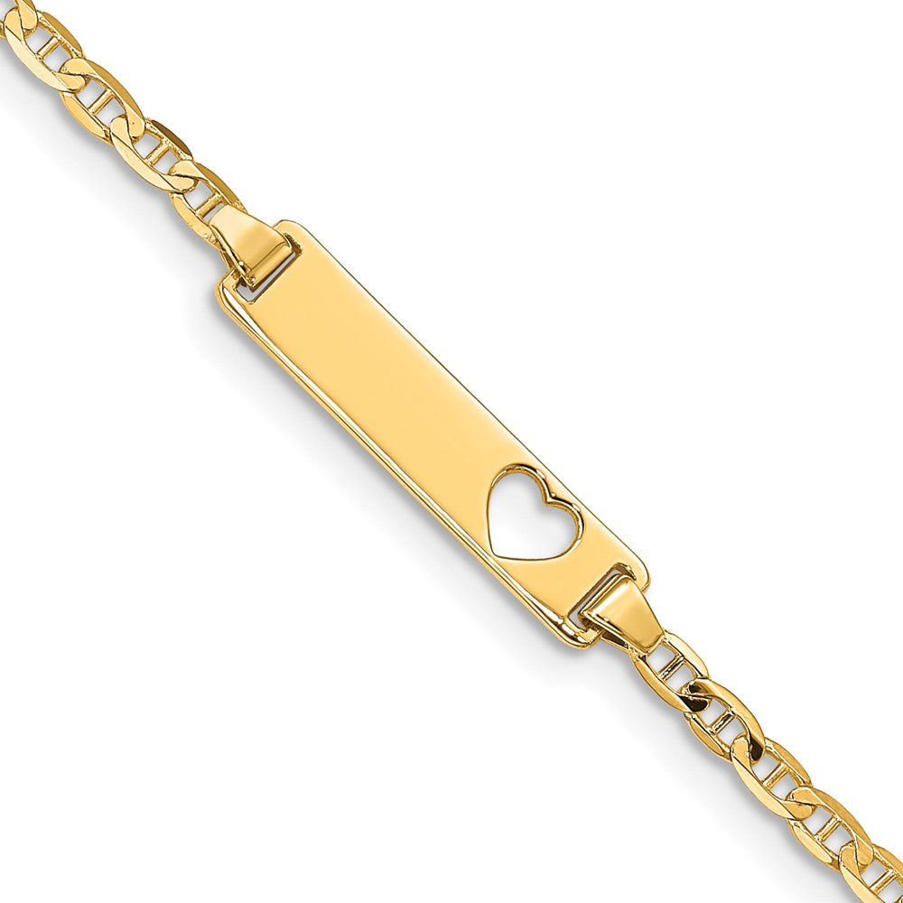 5.5 Inch 14K Cut-Out Heart Anchor Link Id Bracelet