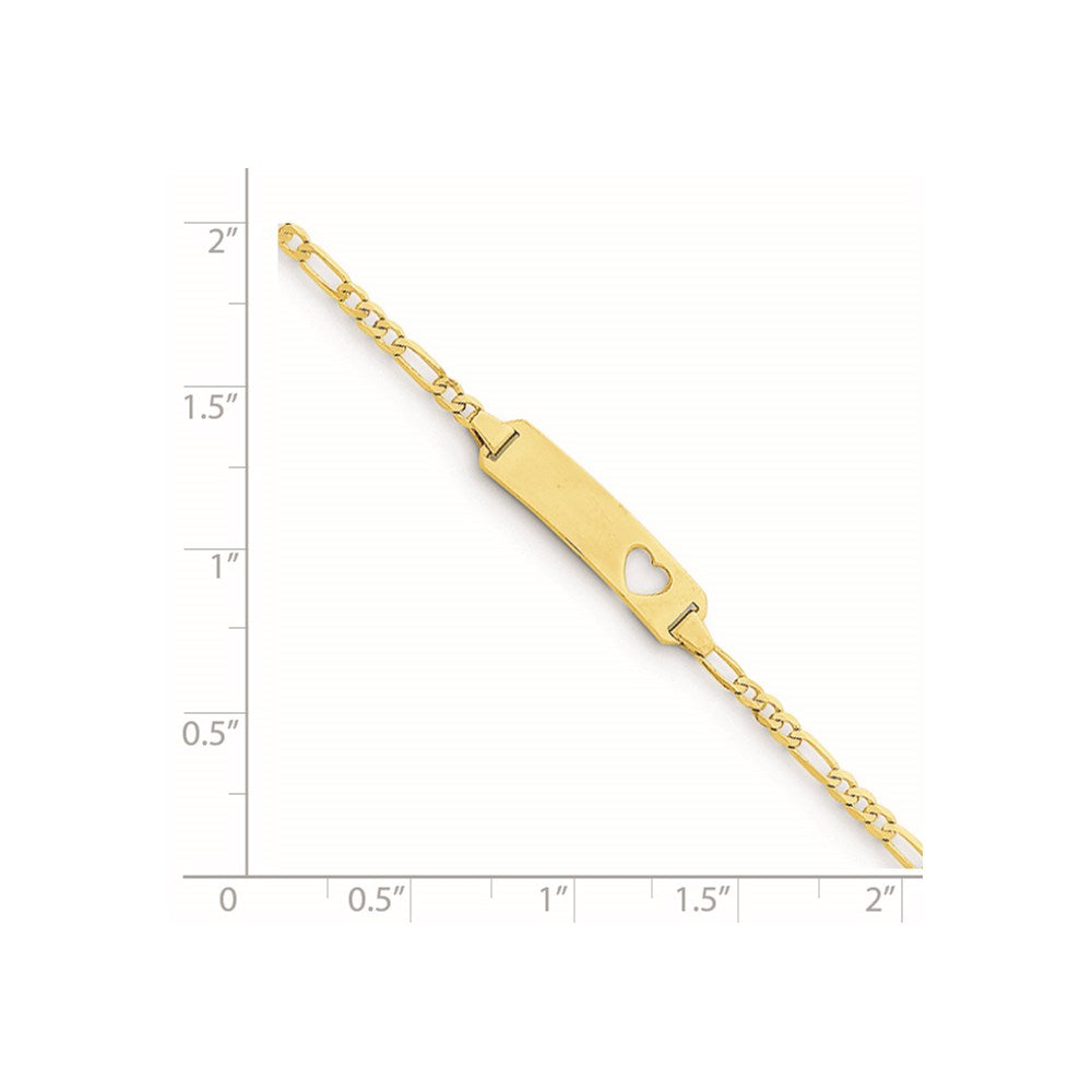 5.5 Inch 14K Cut-Out Heart Figaro Link Id Bracelet