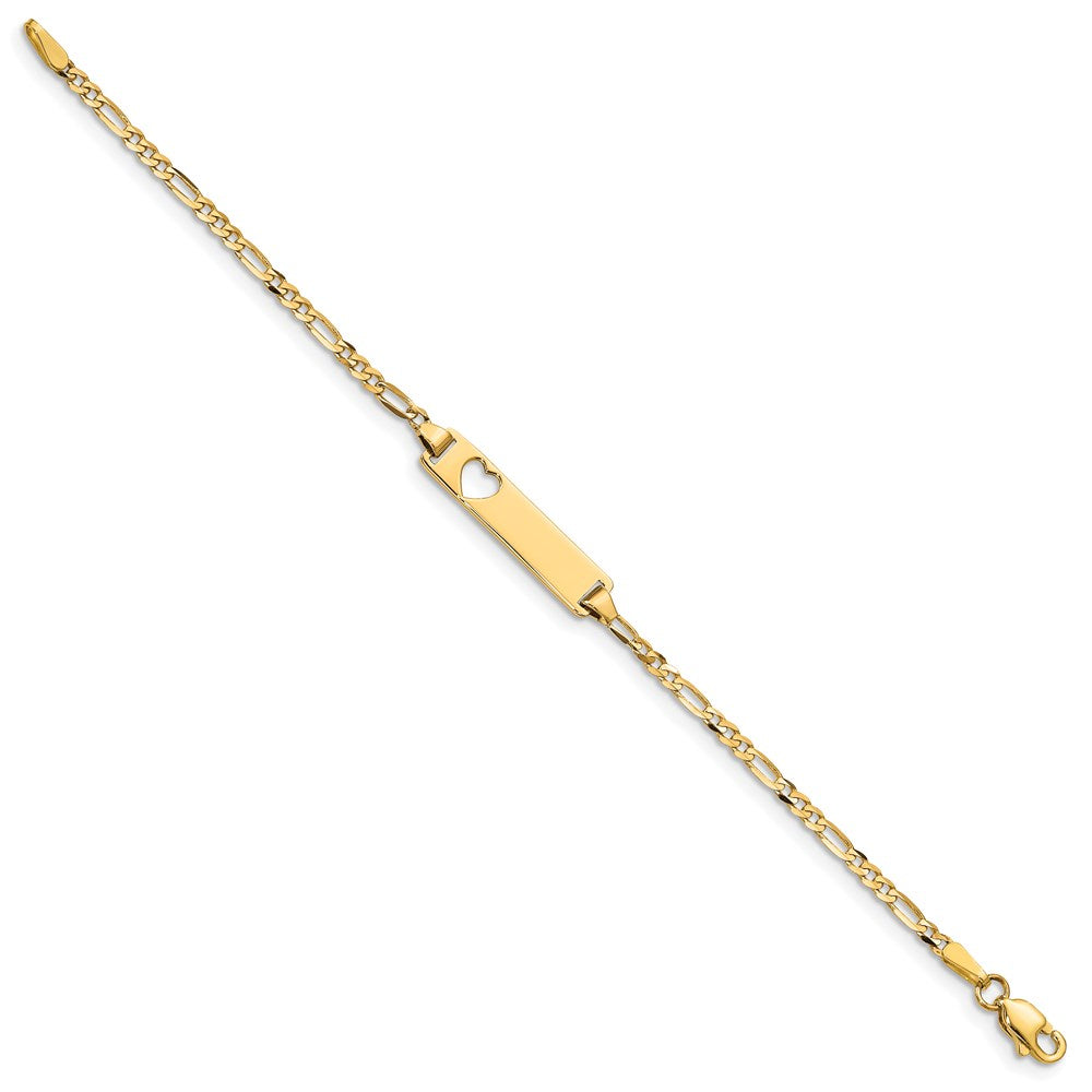 5.5 Inch 14K Cut-Out Heart Figaro Link Id Bracelet