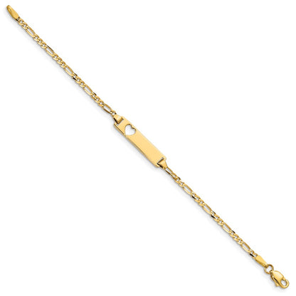 5.5 Inch 14K Cut-Out Heart Figaro Link Id Bracelet
