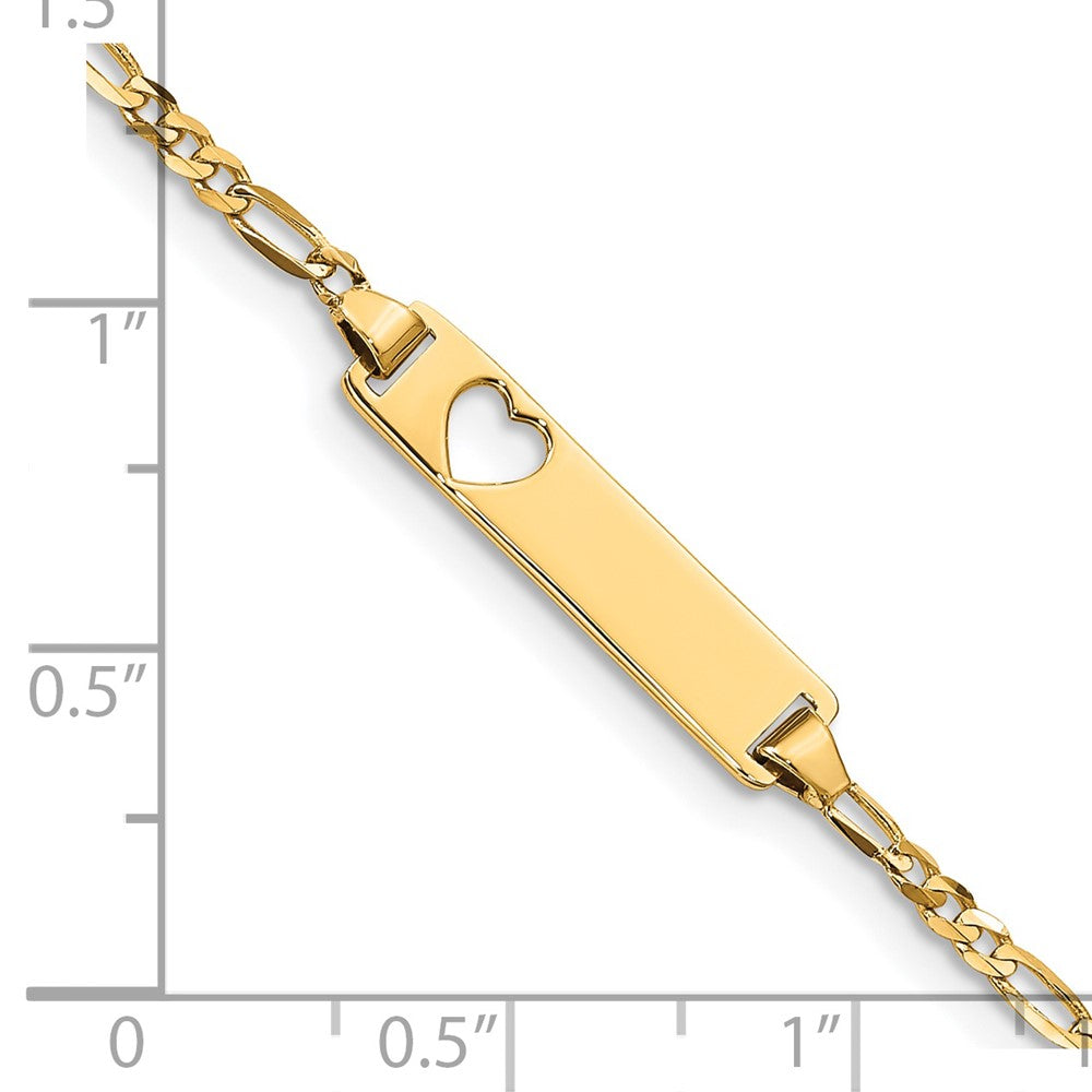 5.5 Inch 14K Cut-Out Heart Figaro Link Id Bracelet