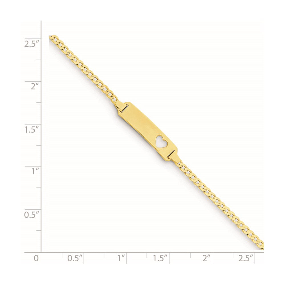 5.5 Inch 14K Cut-Out Heart Curb Link Id Bracelet