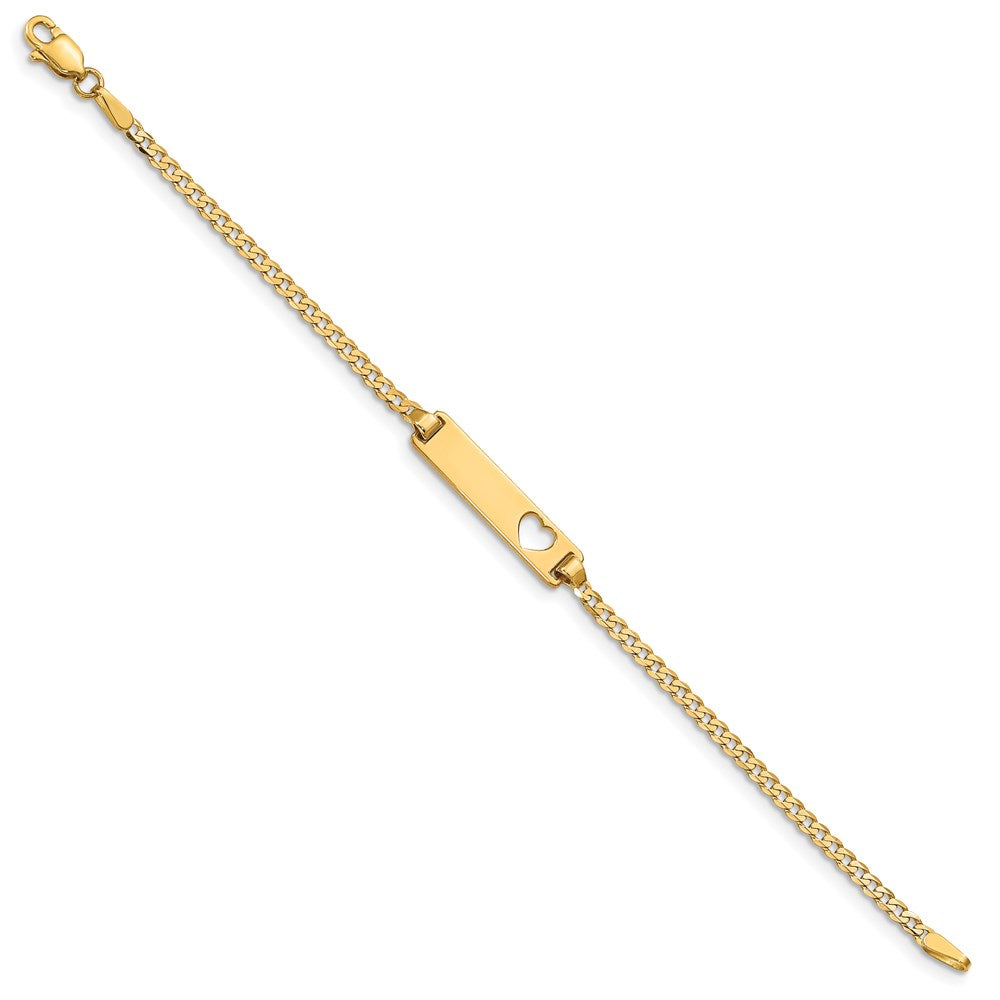 5.5 Inch 14K Cut-Out Heart Curb Link Id Bracelet