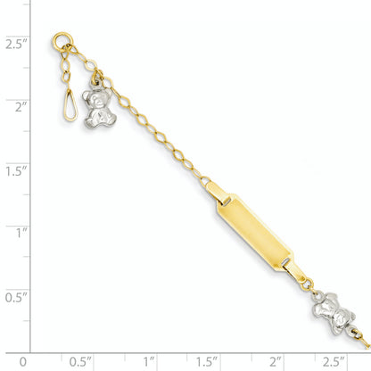 5.5 Inch 14K Two-Tone Children'S Polished Teddy Bearw/.5In Ext. Id Bracelet