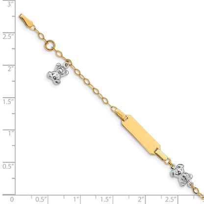 5.5 Inch 14K Two-Tone Children'S Polished Teddy Bearw/.5In Ext. Id Bracelet