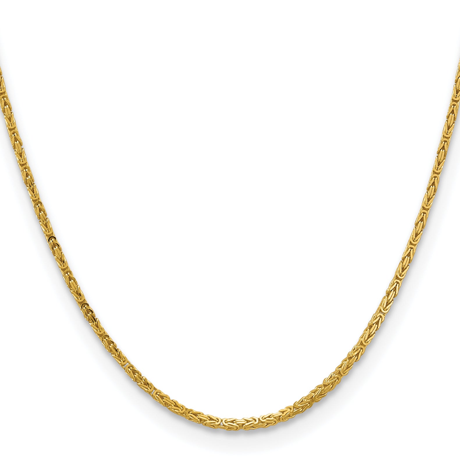 14K Yellow Gold 20 inch 2mm Byzantine with Lobster Clasp Chain Necklace