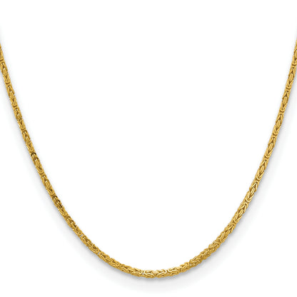 14K Yellow Gold 20 inch 2mm Byzantine with Lobster Clasp Chain Necklace