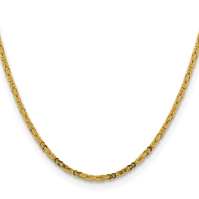 14K Yellow Gold 24 inch 2.5mm Byzantine with Lobster Clasp Chain Necklace