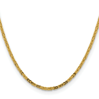 14K Yellow Gold 30 inch 2.5mm Byzantine with Lobster Clasp Chain Necklace