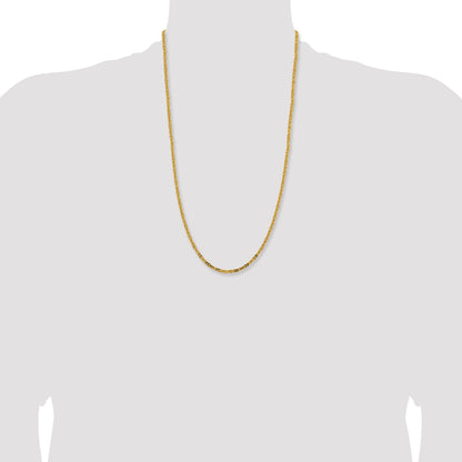 14K Yellow Gold 26 inch 2.5mm Byzantine with Lobster Clasp Chain Necklace