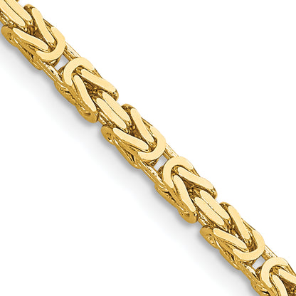 14K Yellow Gold 22 inch 2.5mm Byzantine with Lobster Clasp Chain Necklace