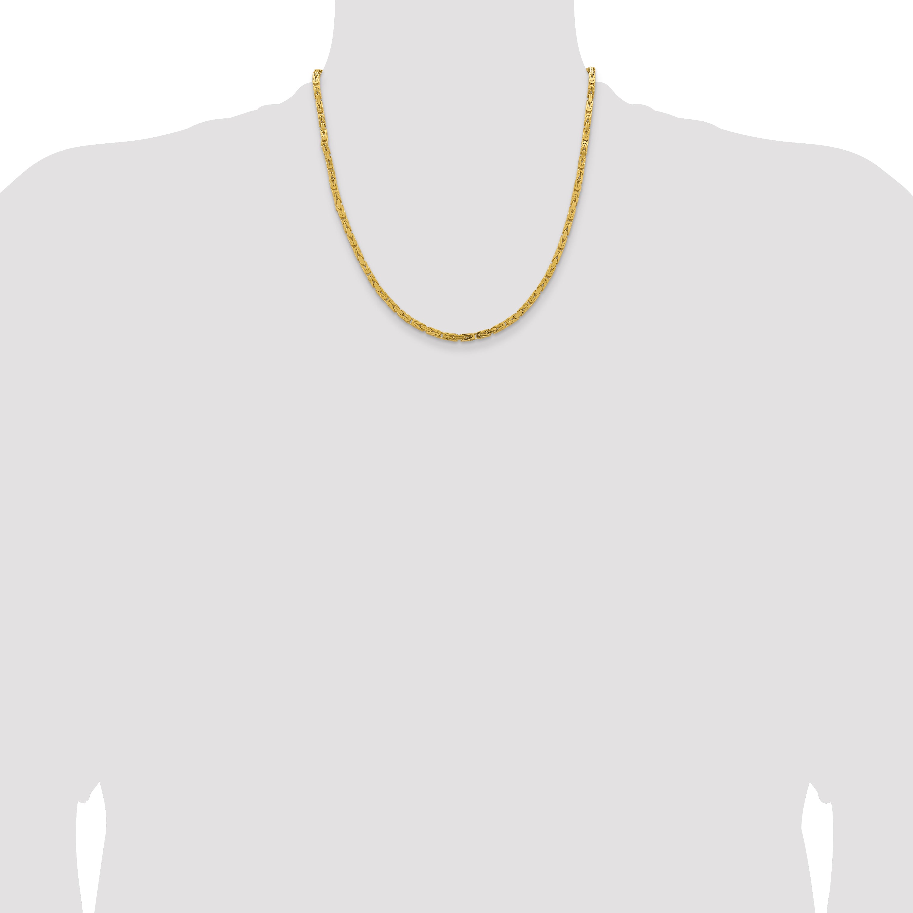 14K Yellow Gold 20 inch 3.25mm Byzantine with Lobster Clasp Chain Necklace