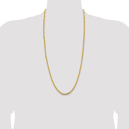 14K Yellow Gold 30 inch 3.25mm Byzantine with Lobster Clasp Chain Necklace