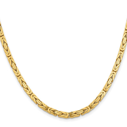 14k Yellow Gold 4mm Byzantine Chain Necklace