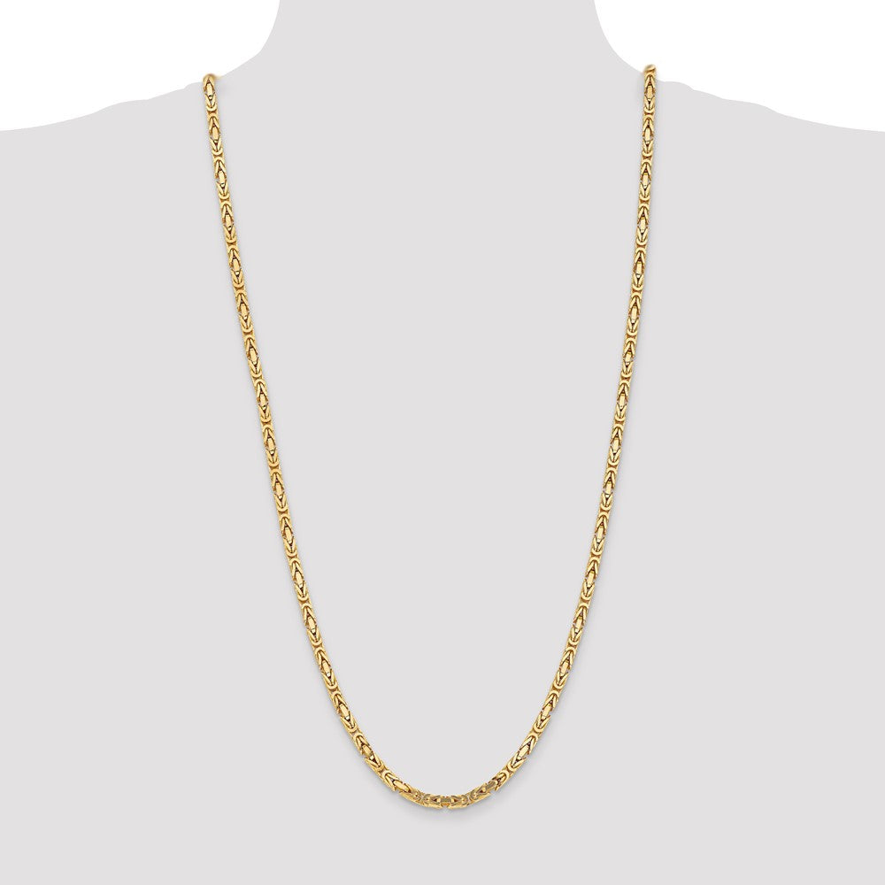 14k Yellow Gold 4mm Byzantine Chain Necklace