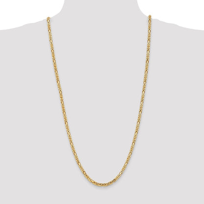 14k Yellow Gold 4mm Byzantine Chain Necklace