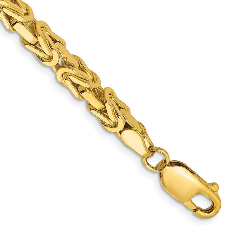 14K Yellow Gold 4mm Byzantine With Lobster Clasp Chain Bracelet