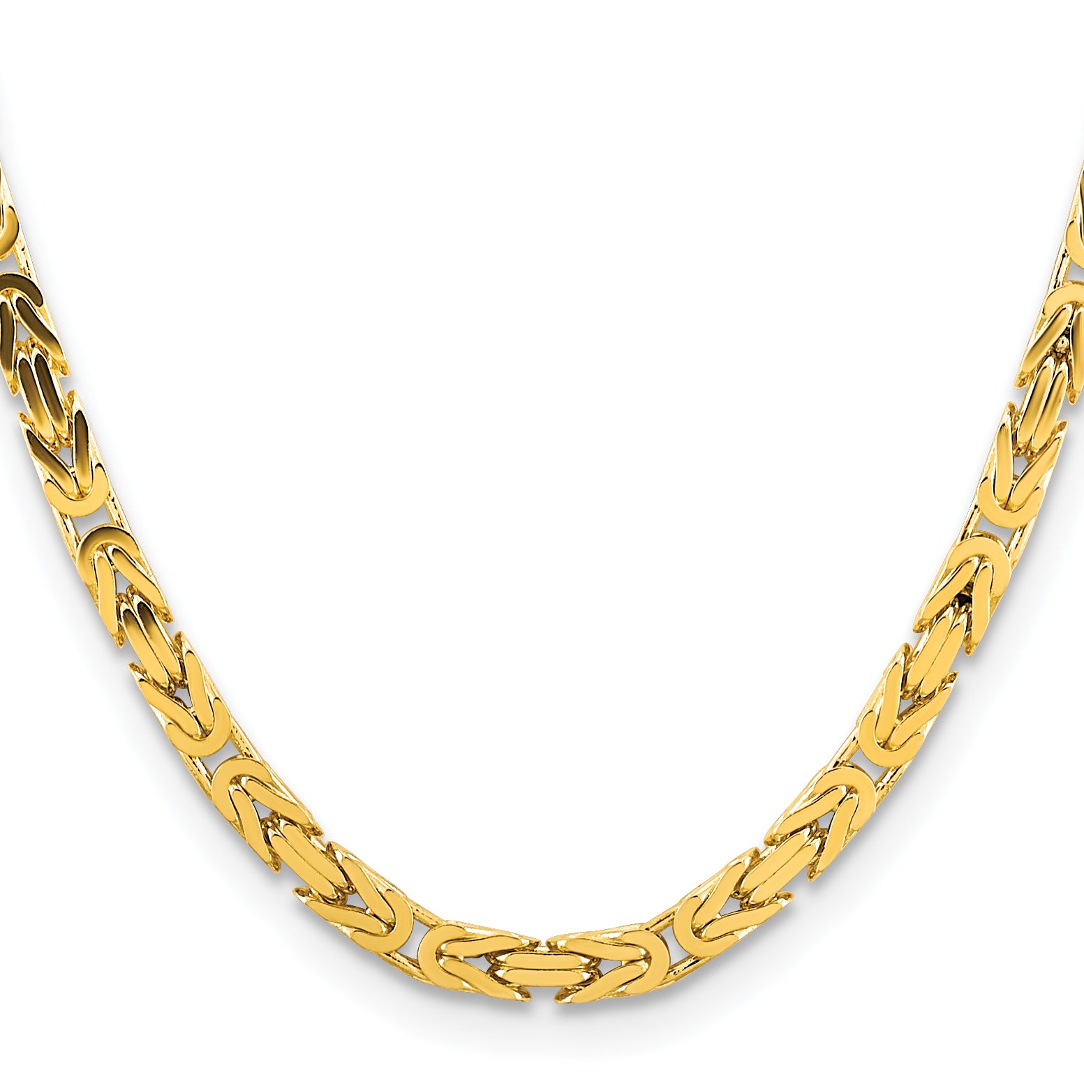 14K Yellow Gold 24 Inch 5.25mm Byzantine With Lobster Clasp Chain