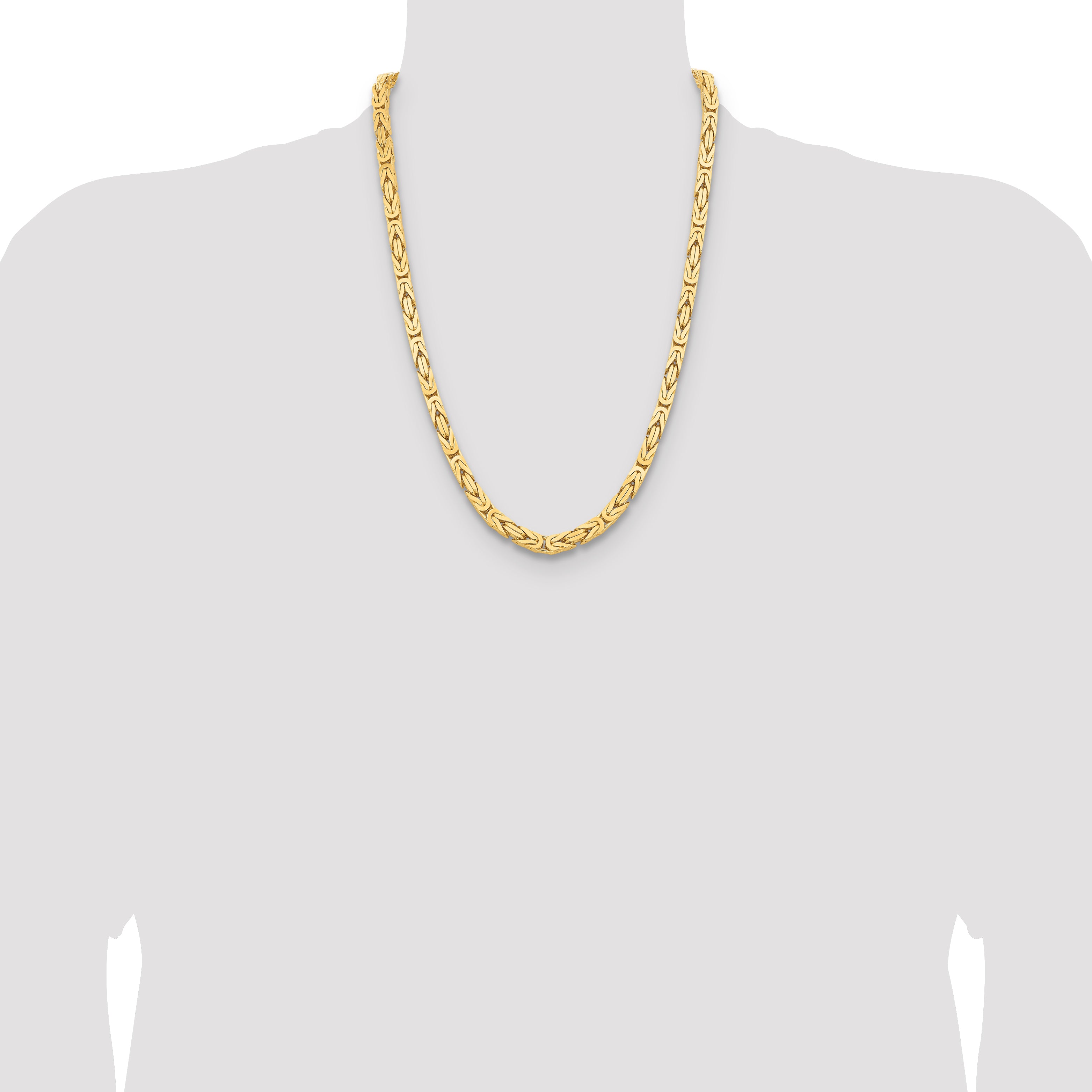 14K Yellow Gold 24 Inch 6.5mm Byzantine With Lobster Clasp Chain